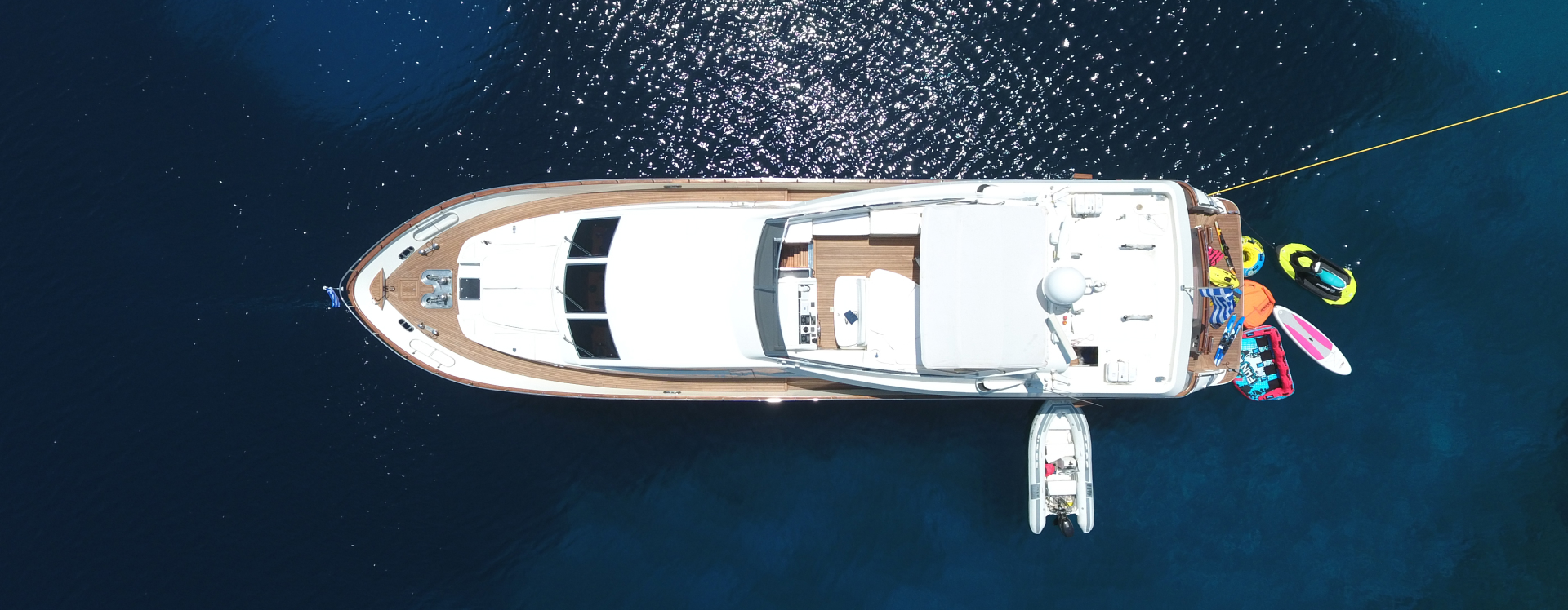 Overhead view of a yacht sailing