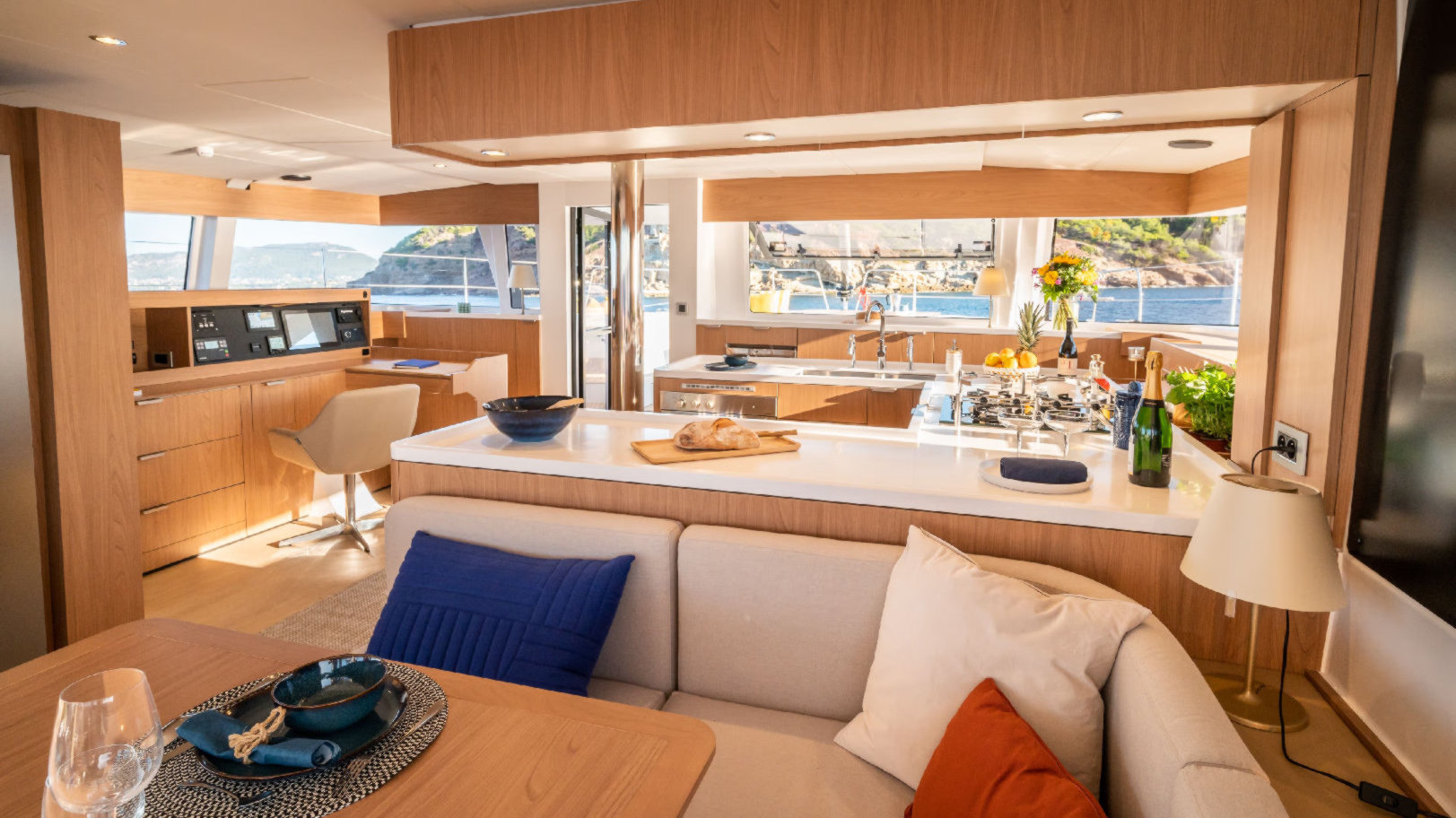 Bali 5.8 Catamaran - Galley & Lounge | Vernicos Yachts